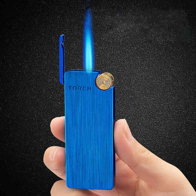 2023 Upgraded Ultra-Slim Metal Butane Gas Lighter with Turbo Jet Flame