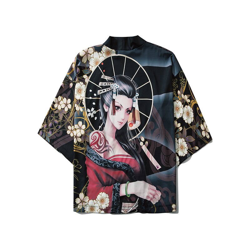 Japanese Anime Style Whale Print Kimono for Men & Women