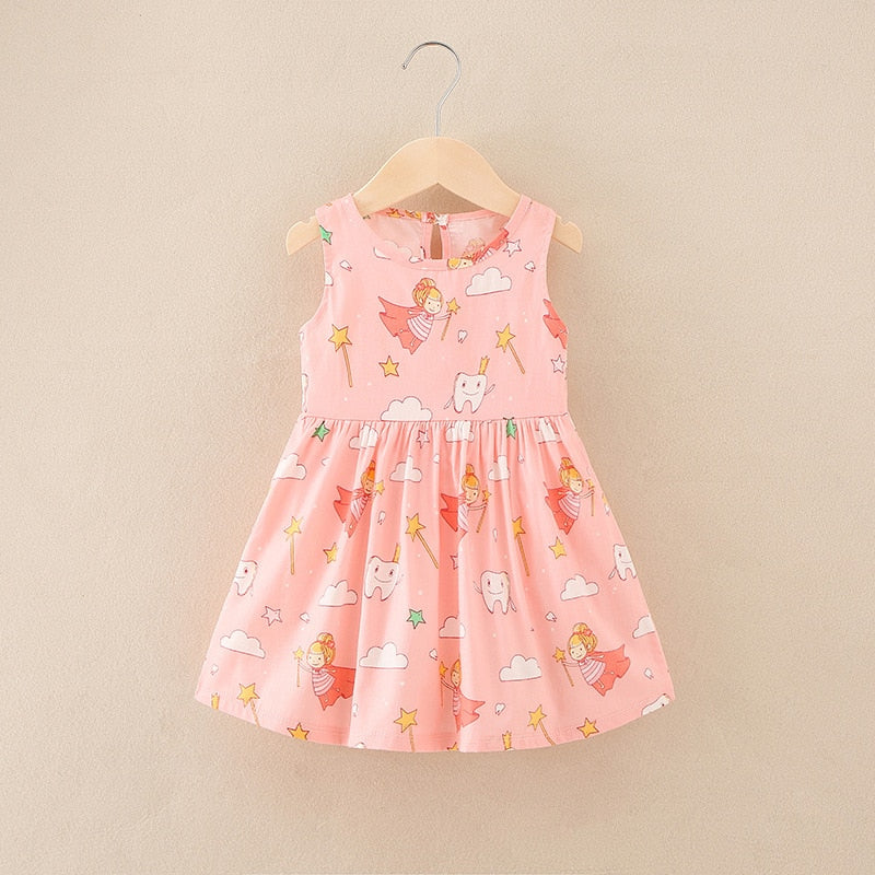 Elegant Floral Girls' Sleeveless Summer Dress