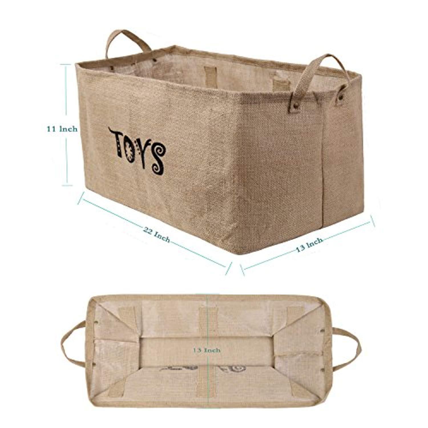 Bondream Jute Toy Storage Chest with Waterproof Lining
