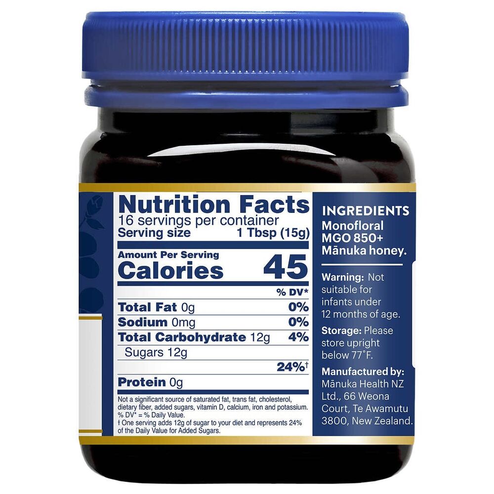 Manuka Health Premium MGO 850+ Manuka Honey, 250g, Raw & Unpasteurized