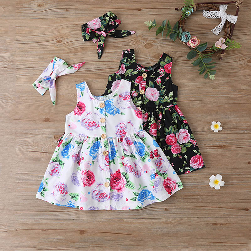 Summer Floral Ball Gown Dress for Girls with Embroidery Detail