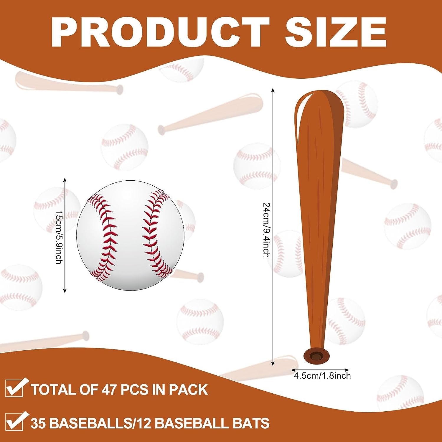 Enhanced Baseball Party Decor: 47Pcs Cutouts with 100Pcs Glue Points