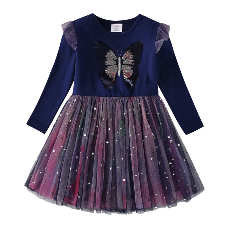 VIKITA Girls' Elegant Ball Gown Dress with Sequins for Autumn