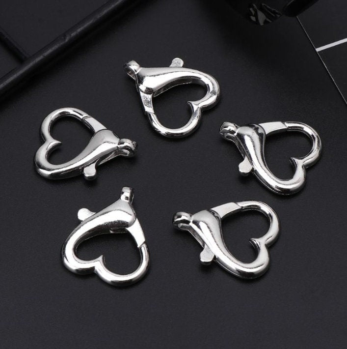 Heart-Shaped Lobster Claw Clasps, Gold & Silver - Premium Jewelry Making Supplies