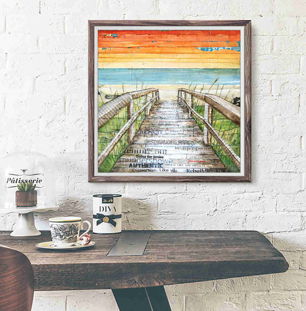 Danny Phillips - The Approach: Beach Path Mixed Media Collage Art Print
