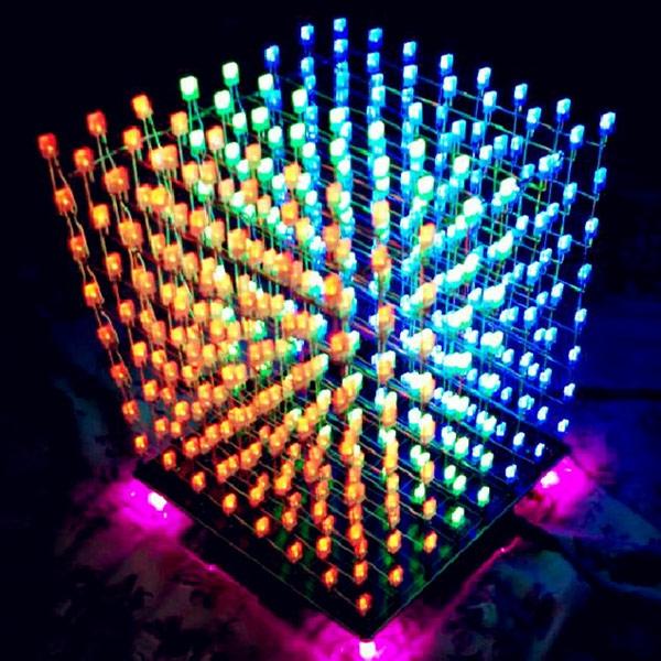 8x8x8 LED Cube Kit - 3D Light Square DIY with Unwelded PCB