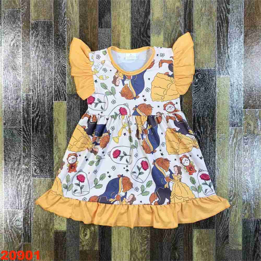 Enchanting Beauty and the Beast Ruffle Dress for Little Girls