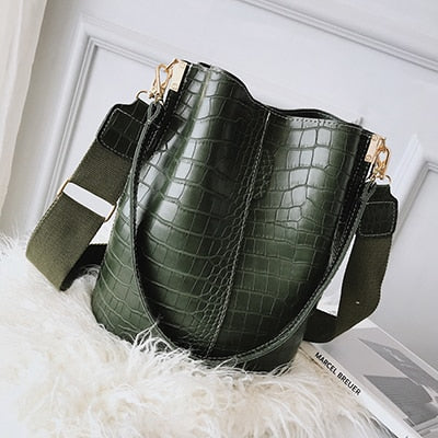 Vintage Leather Crossbody Bag for Women 2023, Stone Pattern Bucket Bag with Shoulder Belt