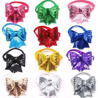 50pcs Christmas Pet Bow Ties - Adjustable & Festive for Dogs & Cats