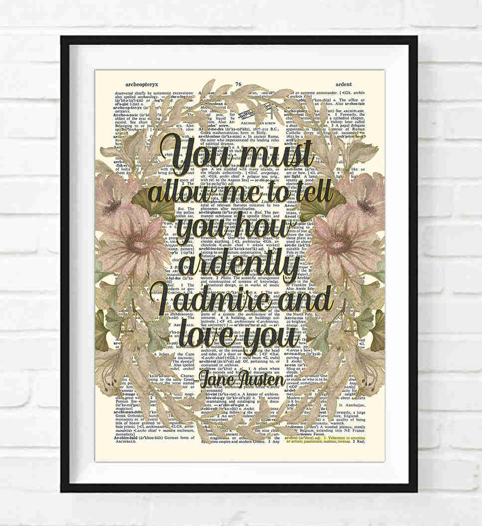 Eloquent Love - Jane Austen Dictionary Art Print