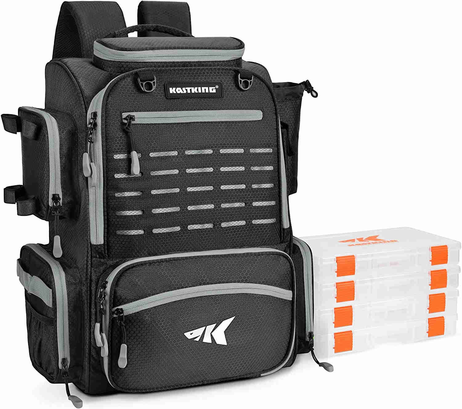 Kastking Bait Boss Waterproof Fishing Tackle Backpack with Rod Holders and 20 Storage Pockets