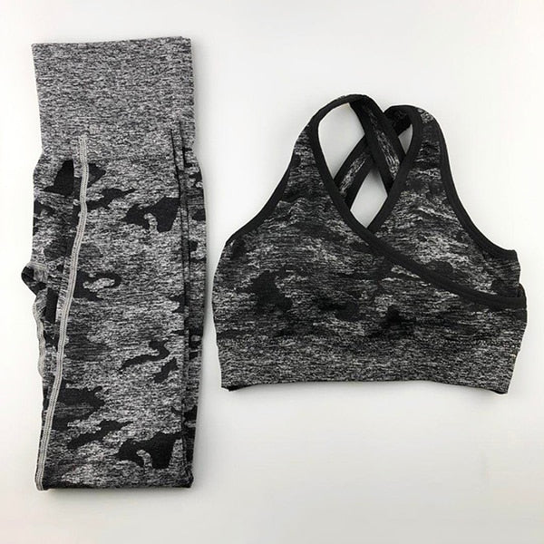 Camo Seamless Yoga Set for Women | High Impact Fitness Wear
