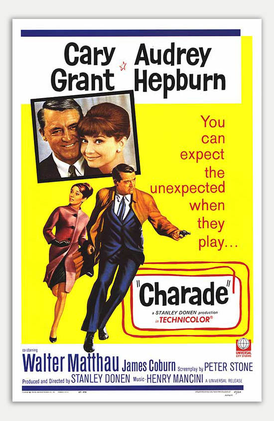 Charade 1963 Reprint Movie Poster - Comedy, Mystery, Thriller