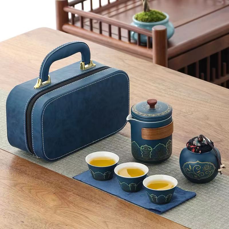 Handcrafted Mutton Fat Jade Porcelain Travel Tea Set
