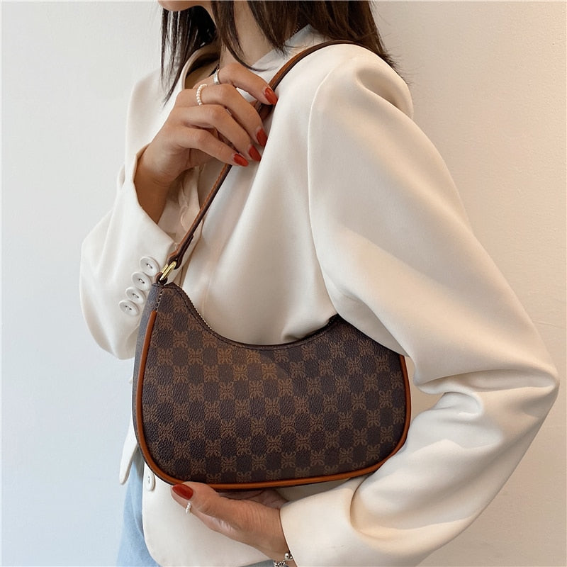Kukombo Designer Half Moon Bags for Women, Trendy Plaid Print