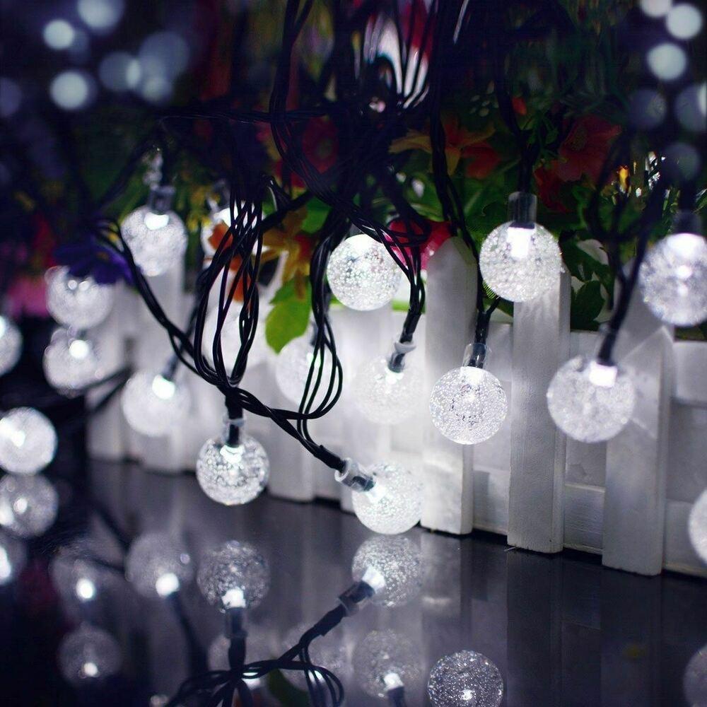 Enhanced Outdoor Solar LED Ball Lights - Waterproof, Cool White, 30 LEDs