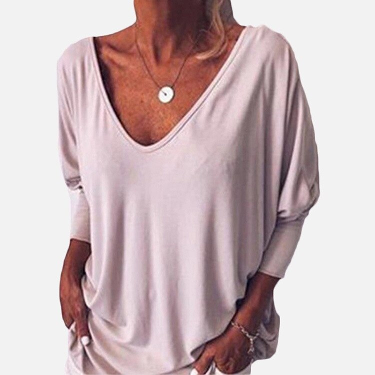 Stylish Women's 2023 Summer V-Neck Batwing Sleeve T-Shirt