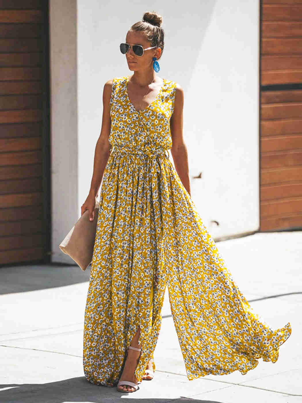 Eco-Chic Women's Bohemian Floral Maxi Dress
