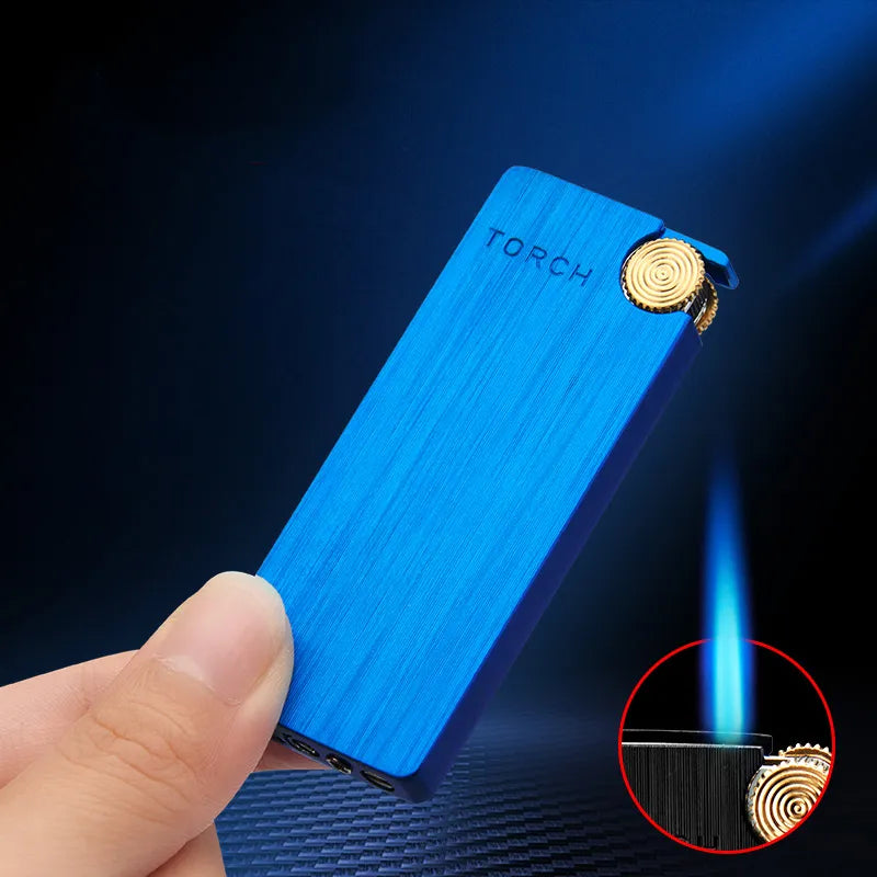 2023 Upgraded Ultra-Slim Metal Butane Gas Lighter with Turbo Jet Flame