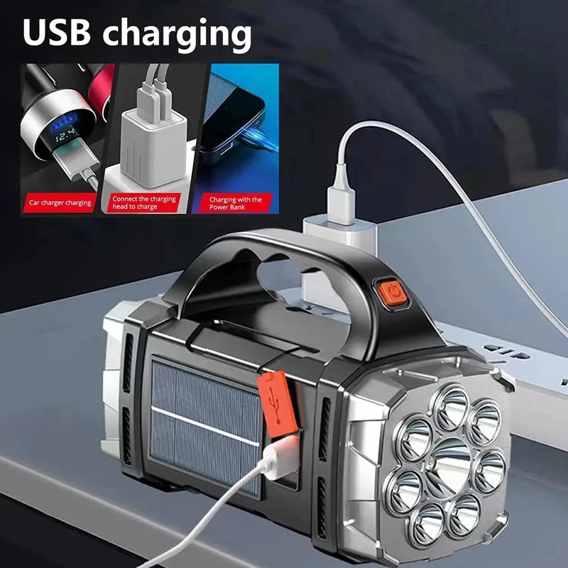 Rechargeable Solar LED Flashlight with COB Work Light