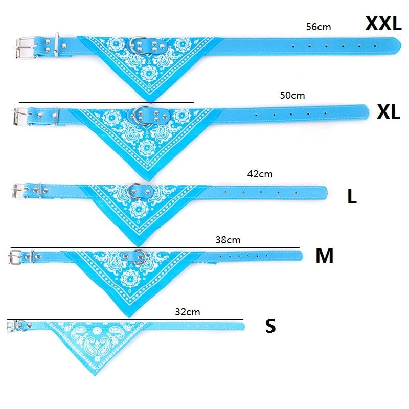 Premium Adjustable Dog Bandana Leather Collar - Soft Print Design