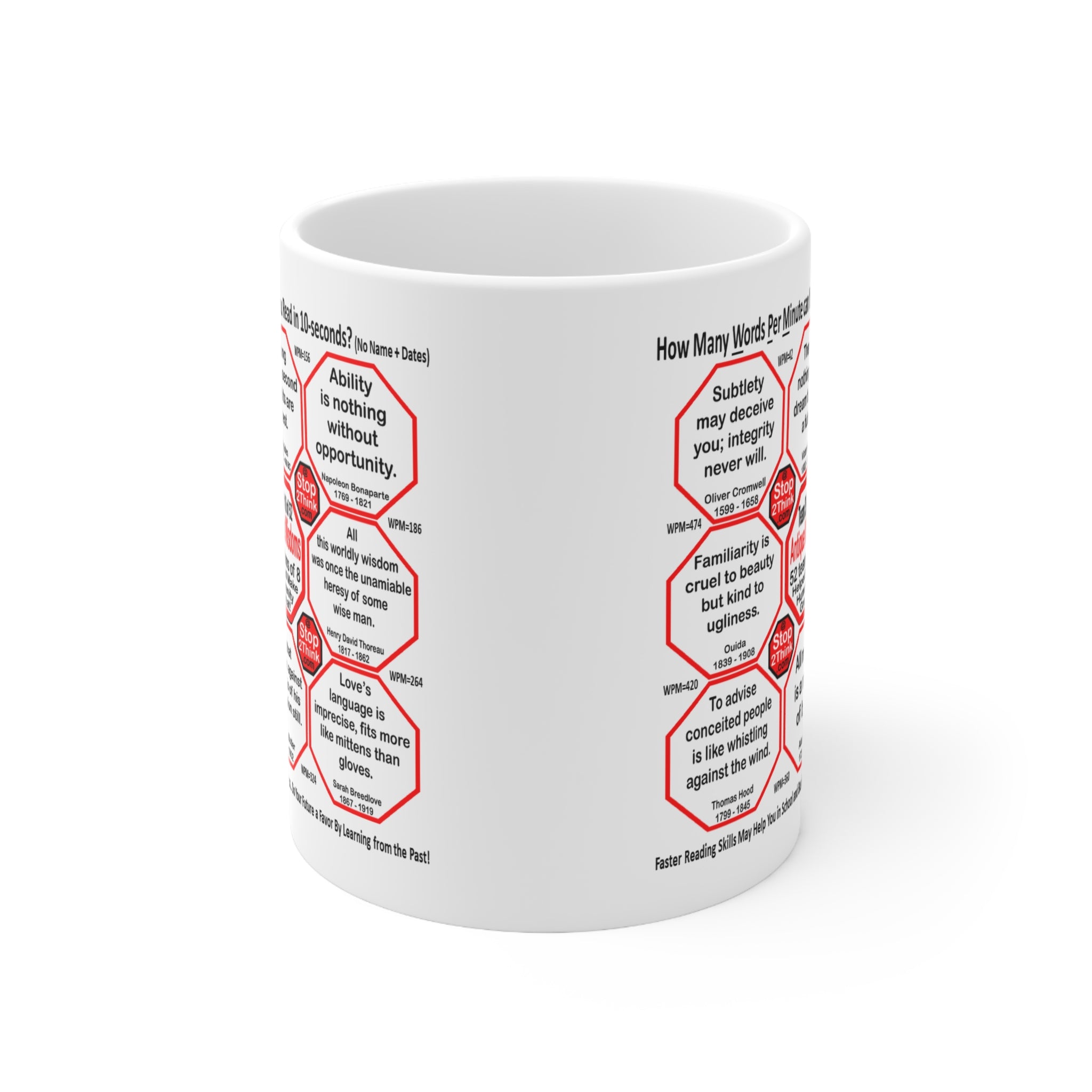 Speed Reading Challenge Mug - Test Your WPM with Wisdom Quotes