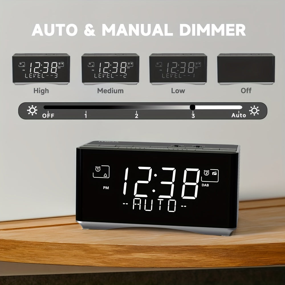 Bluetooth Stereo Alarm Clock with USB Charging Port