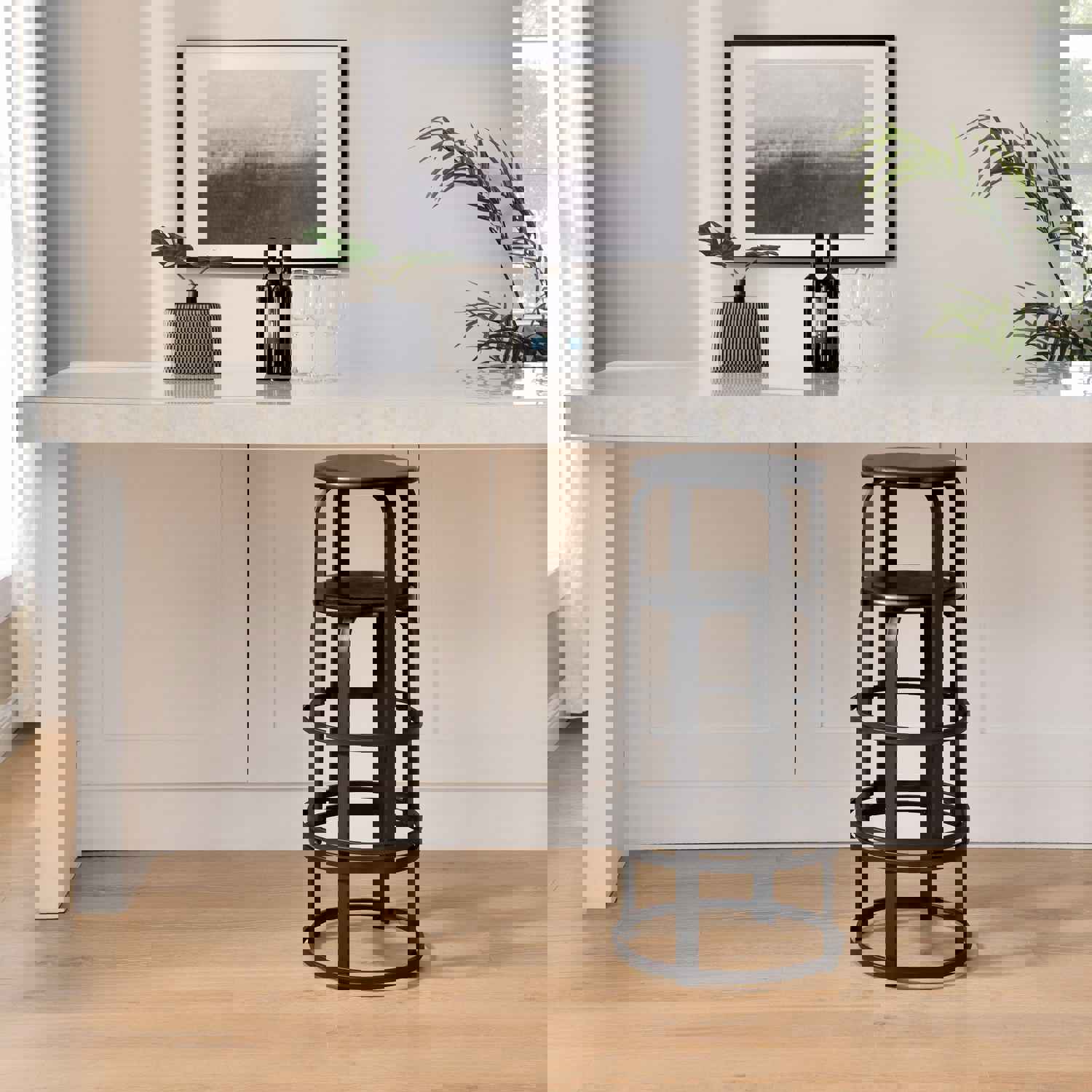 Colton 26" Modern Metal and Wood Bar Stool Set