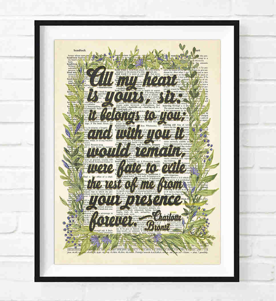 Charlotte Bronte Quote Dictionary Art Print - A Heartfelt Gift