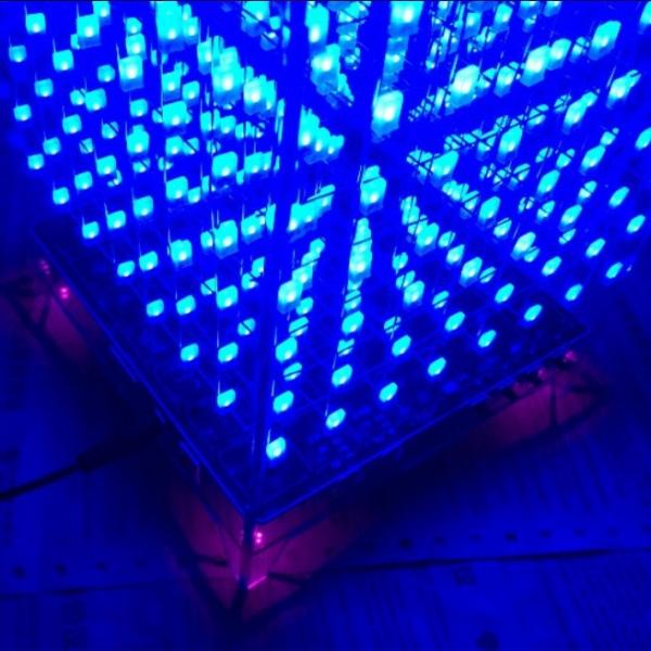 8x8x8 LED Cube Kit with Fog Blue Square Lamp