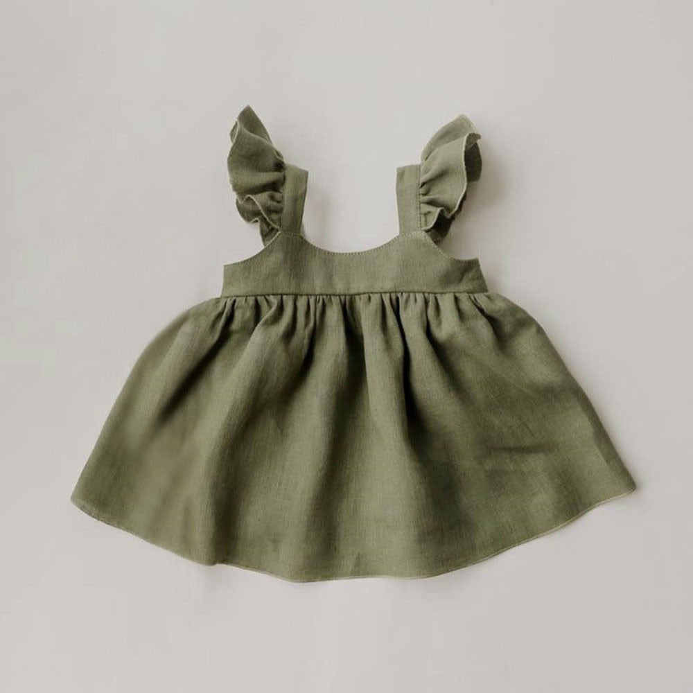 Cotton Linen Baby Girl Dresses for Summer, Cute A-Line Mini Dresses
