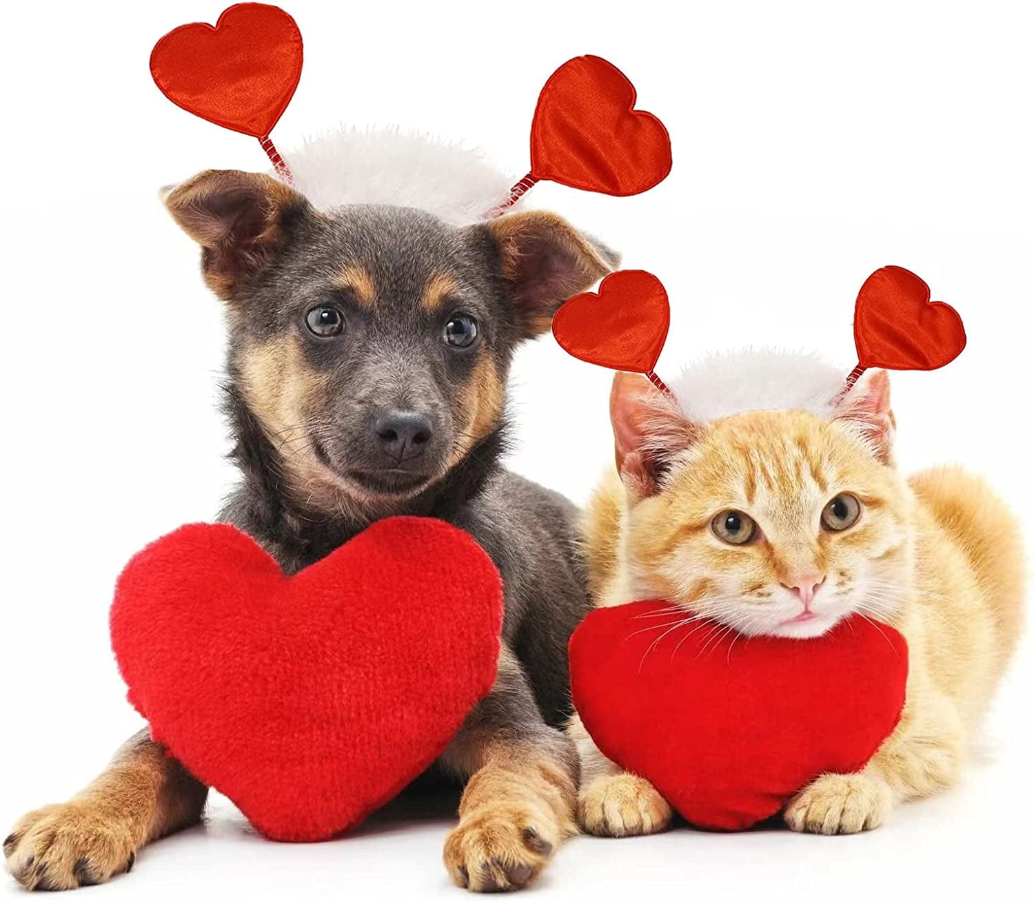Glittery Valentine's Day Pet Heart Headband for Dogs and Cats