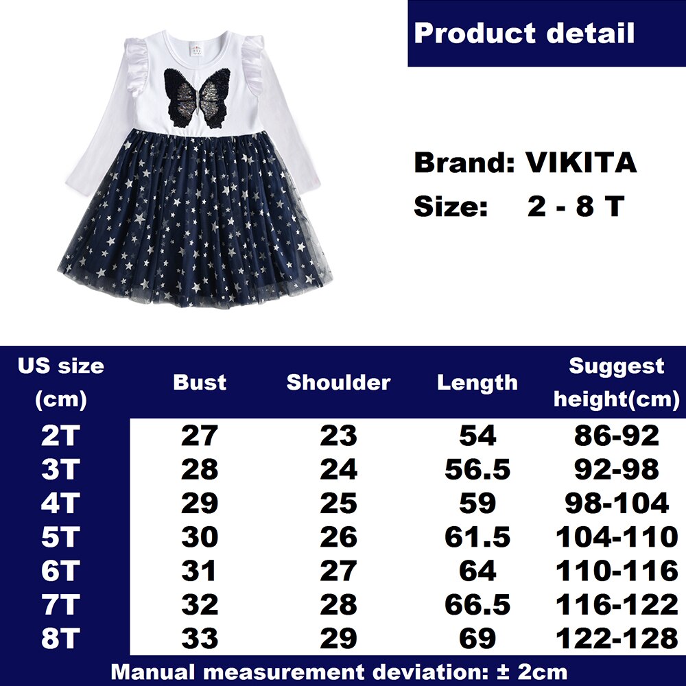 VIKITA Girls' Elegant Ball Gown Dress with Sequins for Autumn