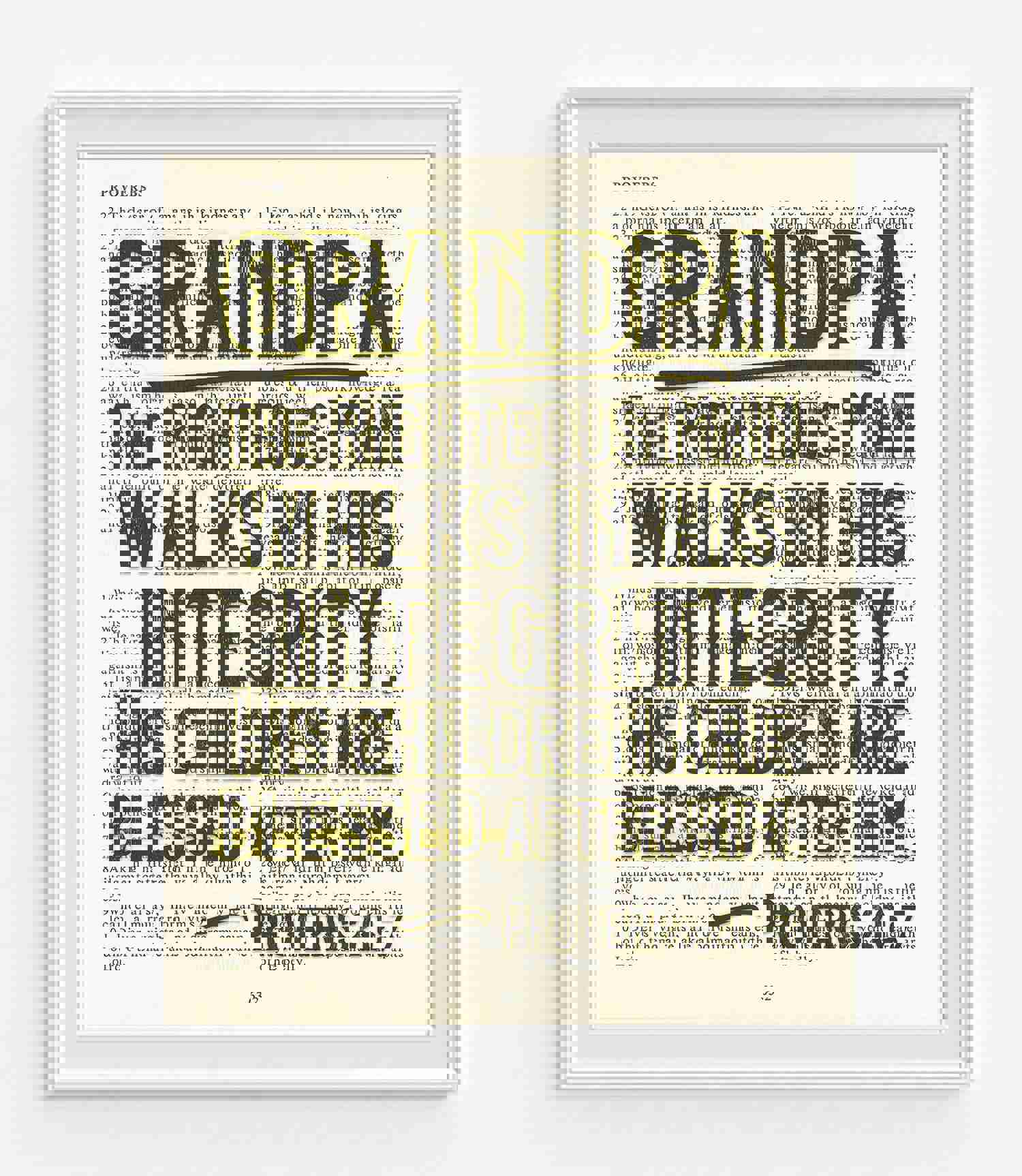 Vintage Bible Page Art Print - Proverbs 20:7 Integrity Quote