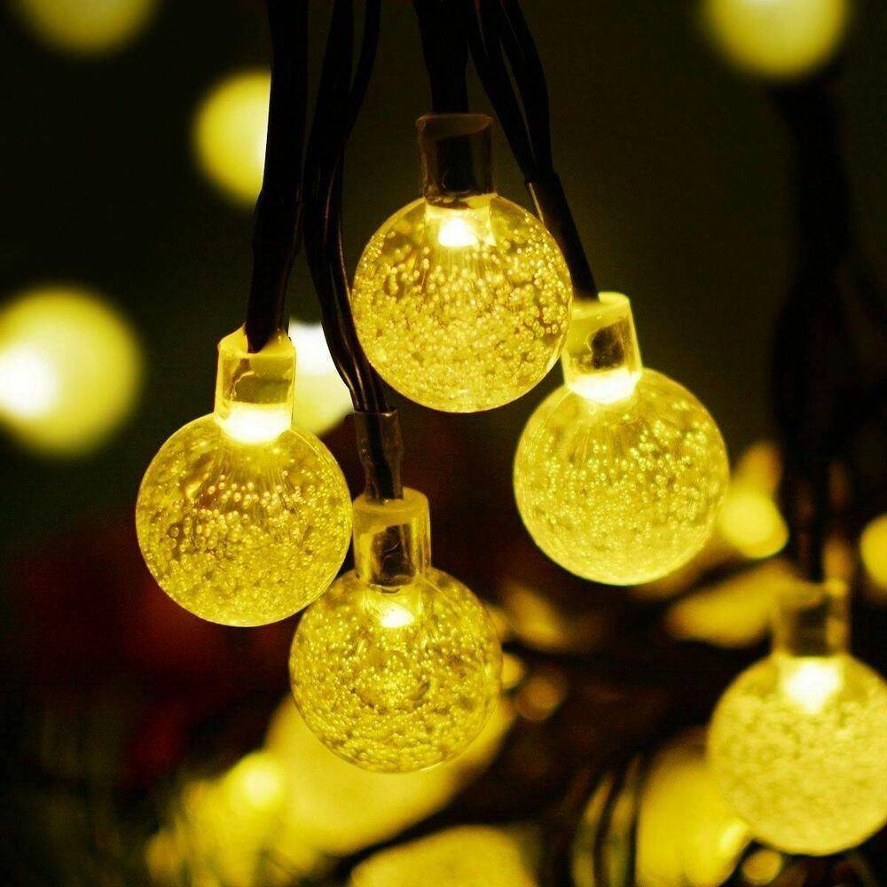 Enhanced Outdoor Solar LED String Lights, 30 Warm White LEDs