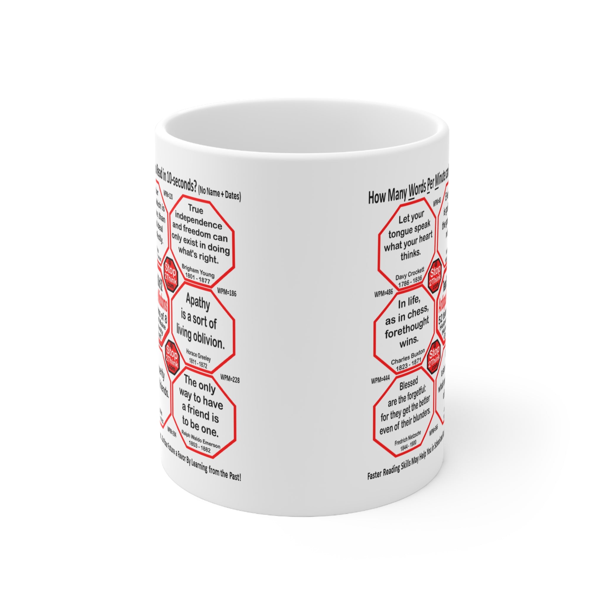 Speed Reading Challenge Mug - Test Your WPM with Wisdom Quotes