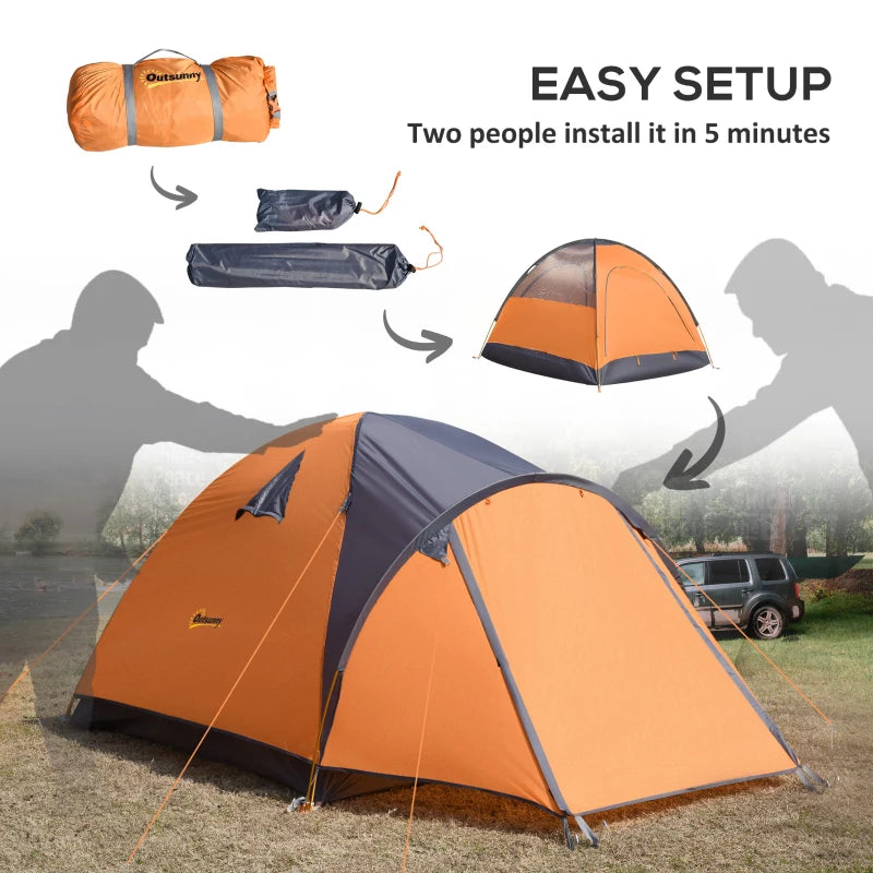 Outsunny 4-Person Camping Tent, Portable and Lightweight Outdoor Shelter