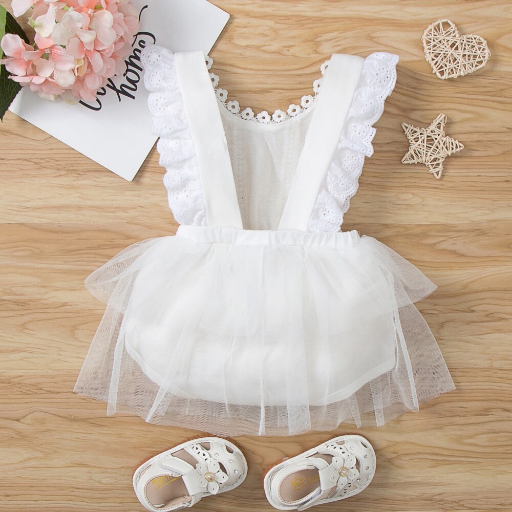 Elegant Baby Girl White Lace Tutu Party Dress