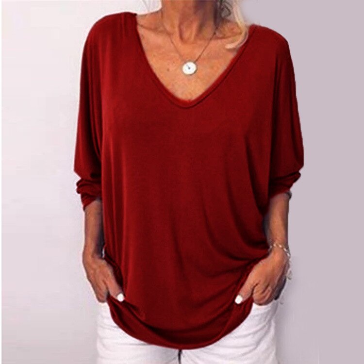 Stylish Women's 2023 Summer V-Neck Batwing Sleeve T-Shirt