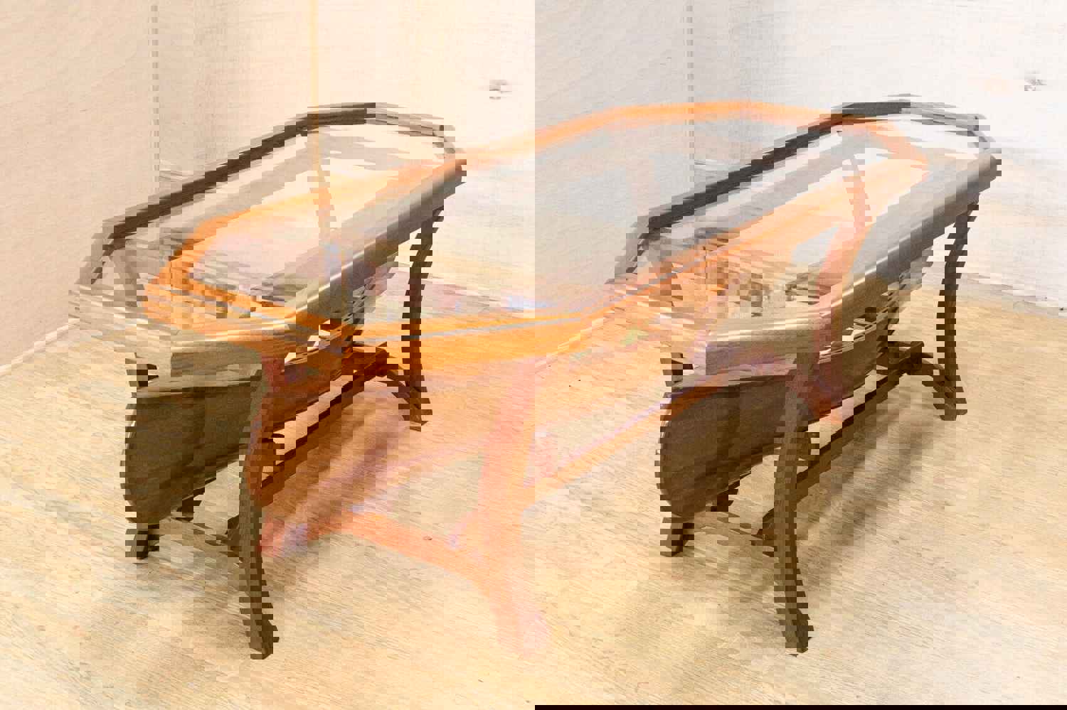 Vintage Custom Wood and Glass Boat Table