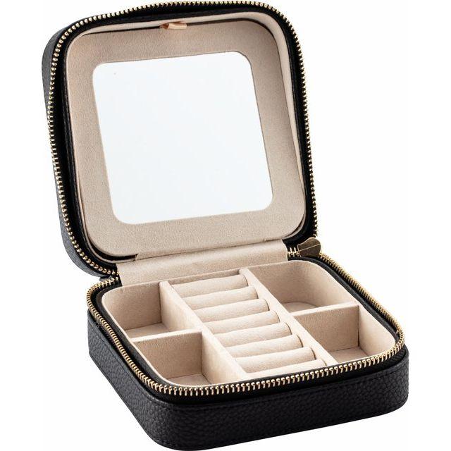 Portable Leatherette Jewelry Case with Mirror