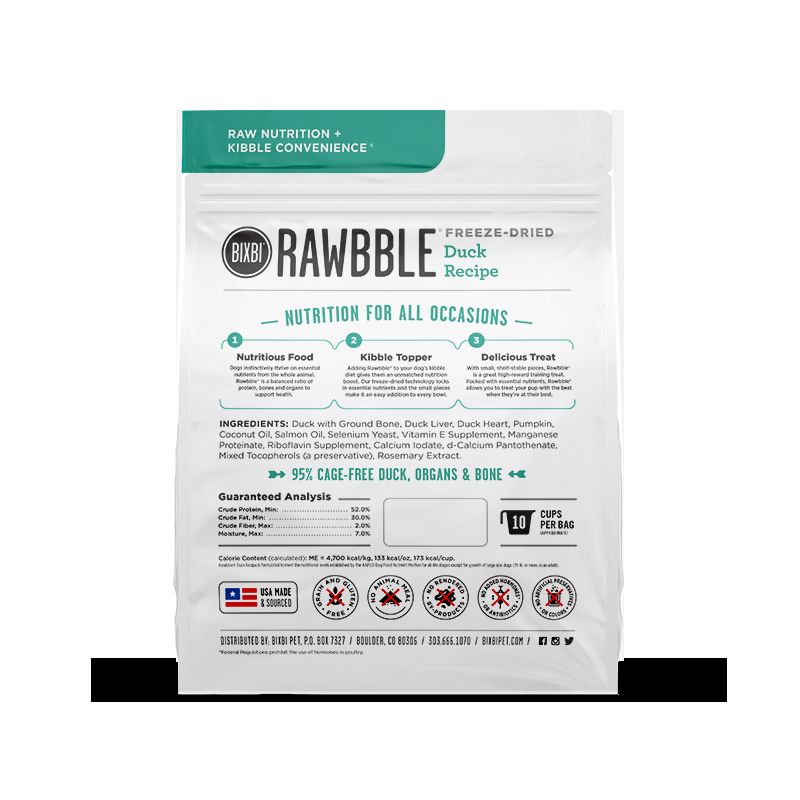 RAWBBLE® Freeze-Dried Duck Recipe Dog Food - High-Protein, Nutrient-Rich Meal for Dogs