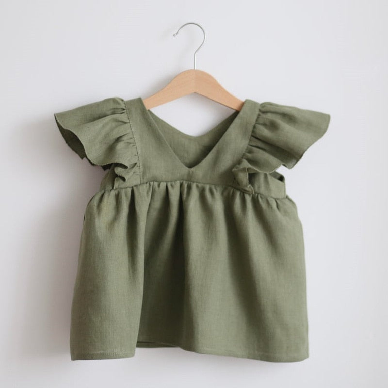 Cotton Linen Baby Girl Dresses for Summer, Cute A-Line Mini Dresses