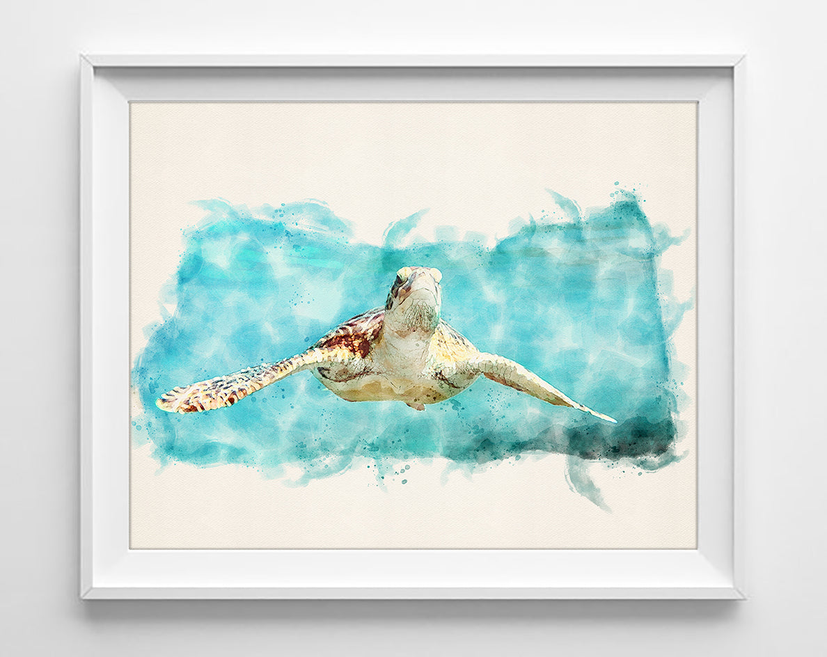 Elegant Sea Turtle Art Prints, Set of 4