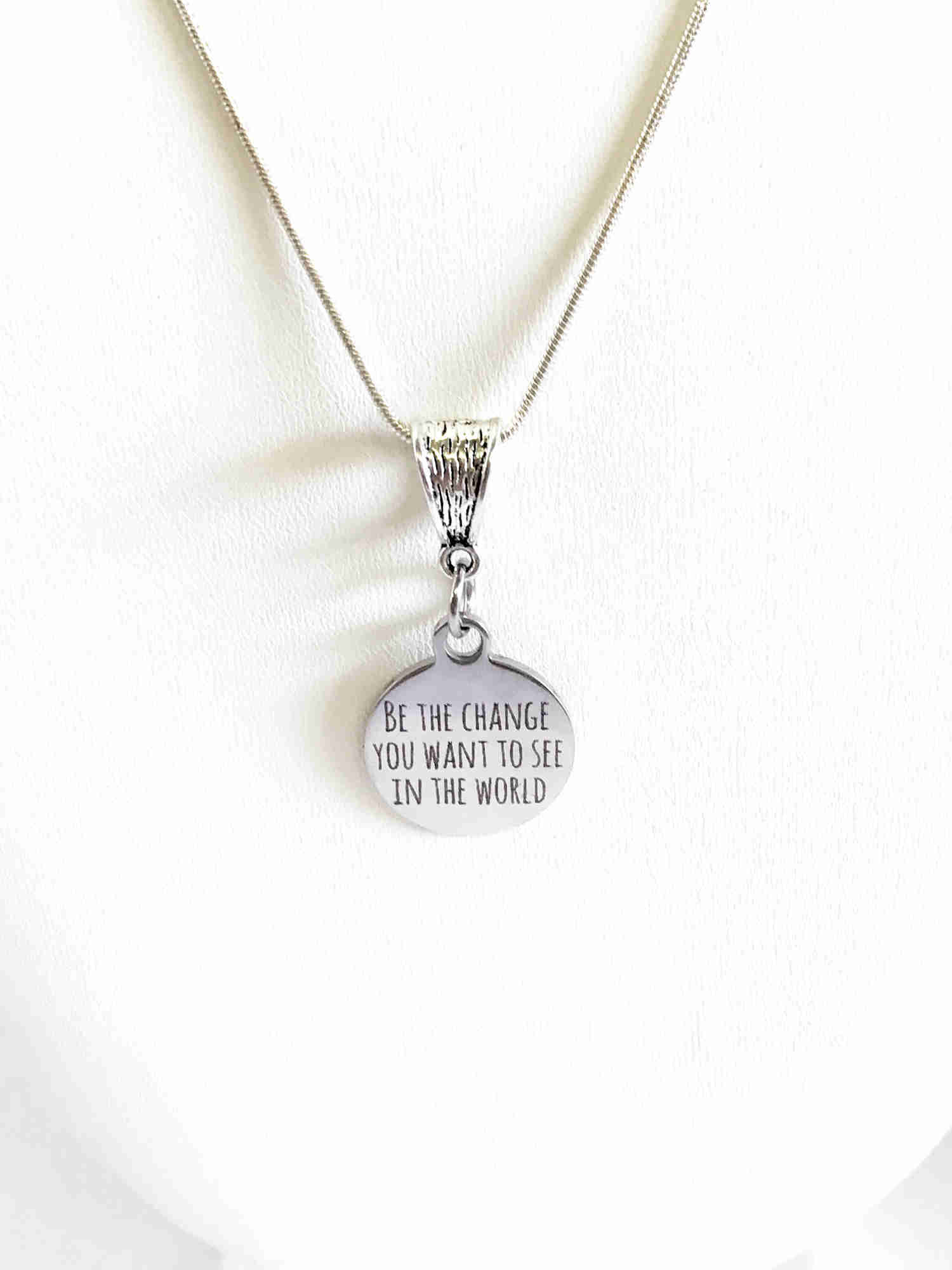 Inspirational Stainless Steel Pendant Necklace - Be the Change