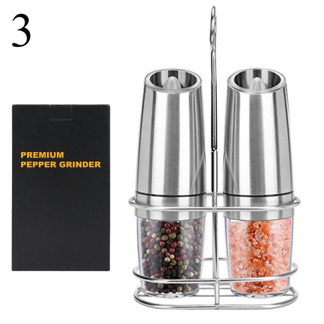 Stainless Steel Electric Salt and Pepper Grinder Set with Adjustable Coarseness