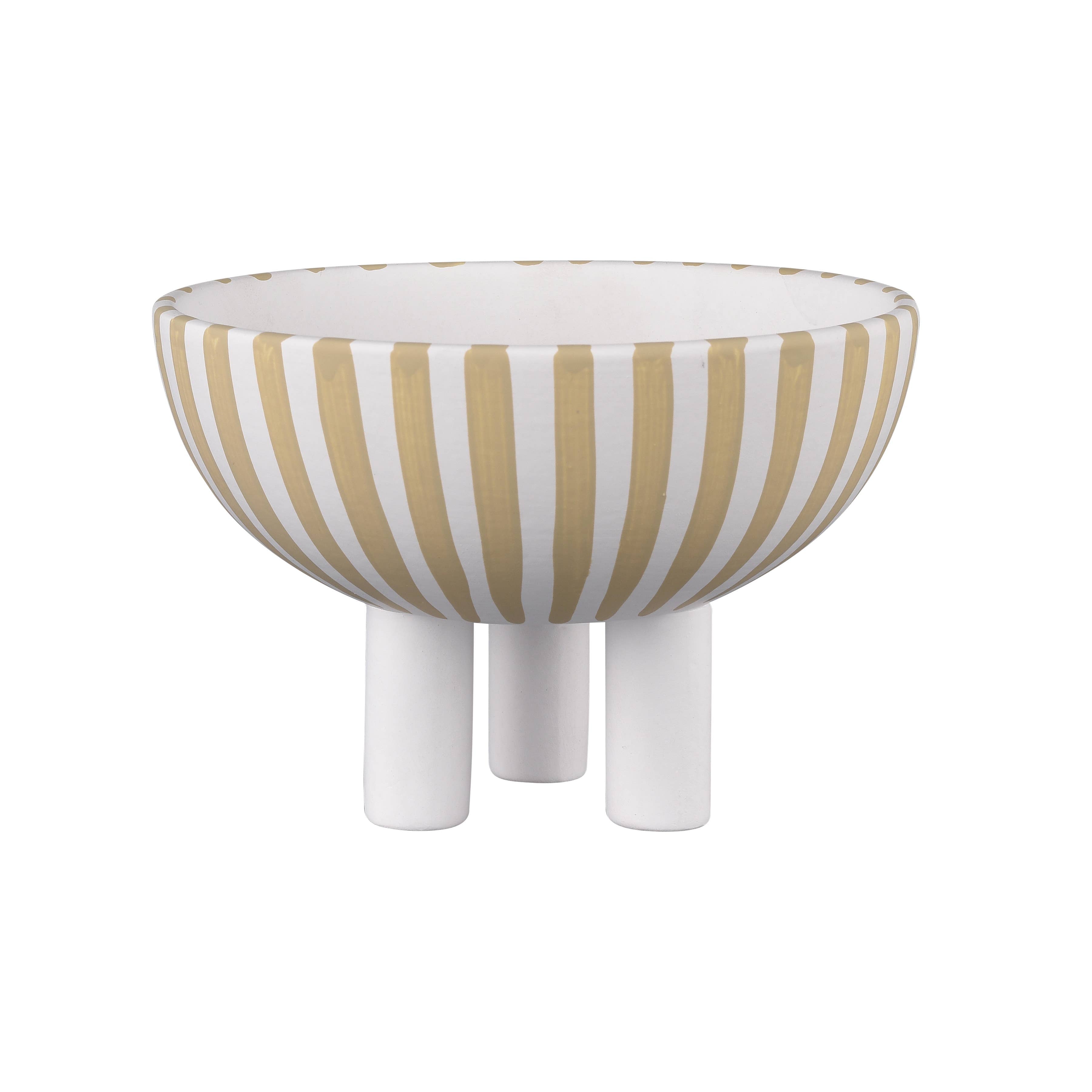 Elegant Striped Ceramic Footed Bowl for Home Decor