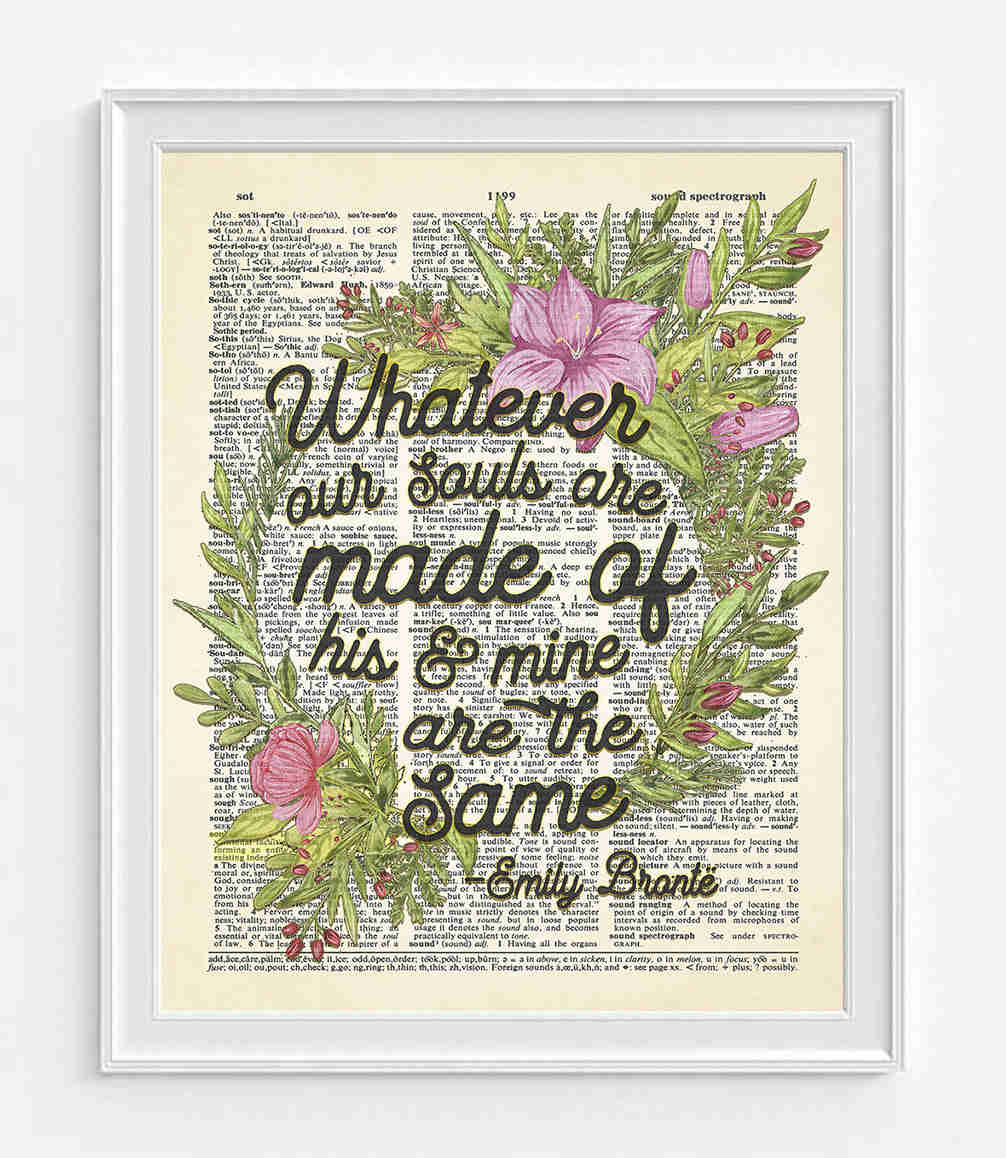 Emily Bronte Quote Dictionary Art Print - Soulful Inspiration
