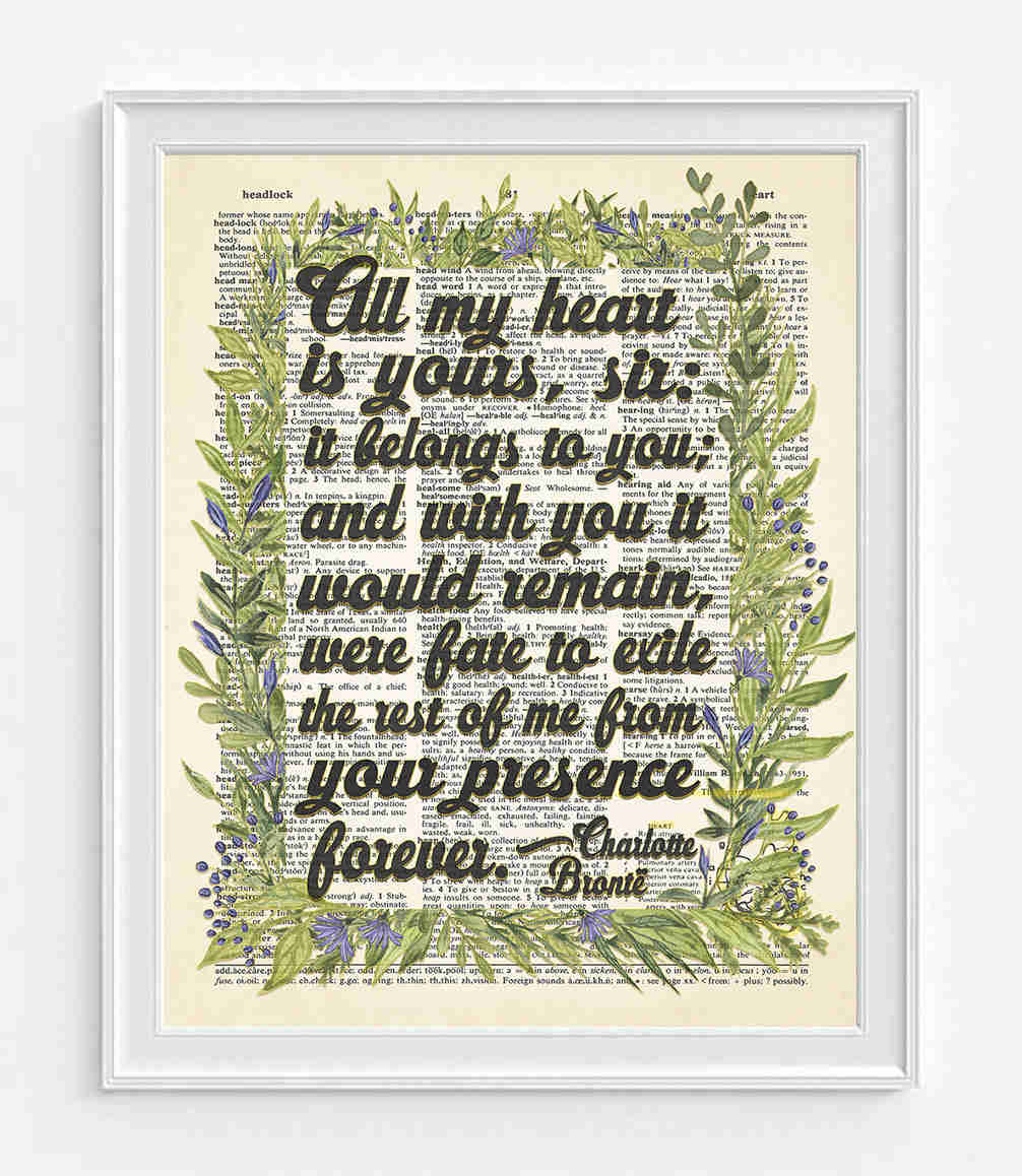 Charlotte Bronte Quote Dictionary Art Print - A Heartfelt Gift